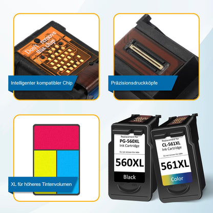 CARTRIGO Canon 560 561 Druckerpatronen - Schwarz & Farbe 2er-Pack