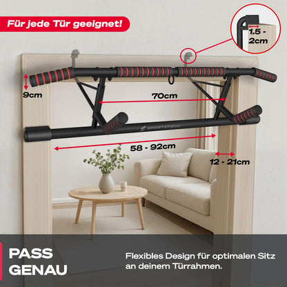 Sportstech Pullmate Klimmzugstange Türrahmen ohne Schrauben, 58–92 cm