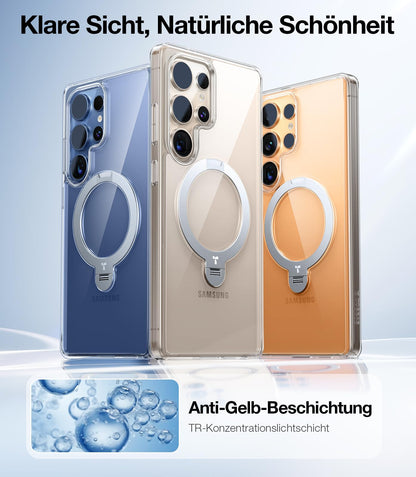 TORRAS Ostand Q3 Spin transparente Hülle für Samsung Galaxy S25 Ultra