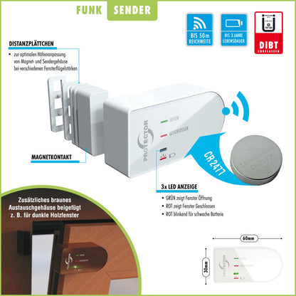 PROTECTOR AS-5120 Funk-Abluftsteuerung mit Fensterkontaktschalter