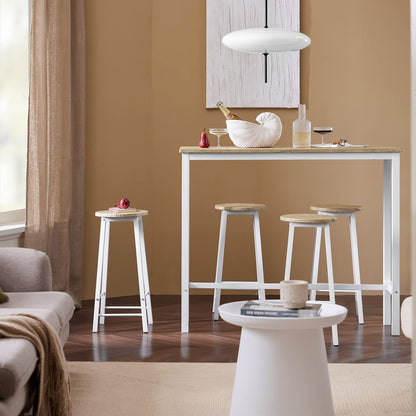 SoBuy OGT22-WN Bartisch Garnitur 5-teilig weiss-Natur
