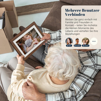 Frameo Digitaler WLAN Bilderrahmen 10.1 Zoll Walnussholz 32GB