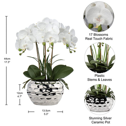 Briful Künstliche Orchidee Phalaenopsis, 44 cm, im Keramiktopf