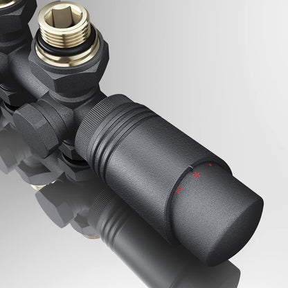 SONNI Multiblock Set Heizkörper Anschlussventil Eck/Durchgang Anthrazit