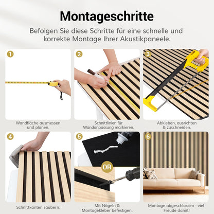 TONOR Akustikpaneele Holz, Wandpaneele Teak, 2er-Set 120 x 60 cm