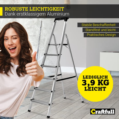 CRAFTFULL CF-133B Alu Haushaltsleiter klappbar - 6 Stufen