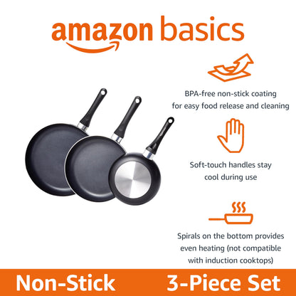 Amazon Basics Bratpfannen-Set 3-teilig mit Antihaftbeschichtung