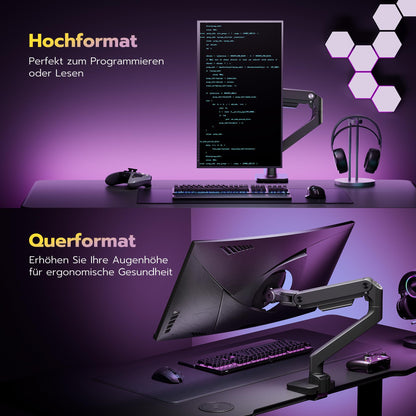 ARES WING Monitor Arm Gasfeder 17-49 Zoll - Schwarz