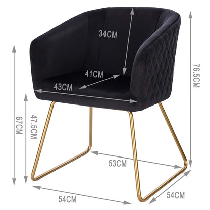 WOLTU BH271sz-1 Esszimmerstuhl - Samt Schwarz Gold Beine