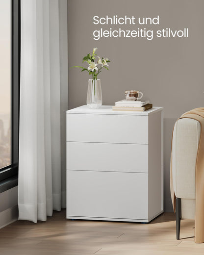 VASAGLE Nachttisch LET778W01 3 Schubladen – mattweiss-cappuccinobeige