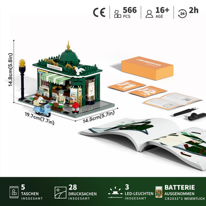 LUMIBRICKS Stadtleben Kiosk Klemmbausteine Set mit Beleuchtung