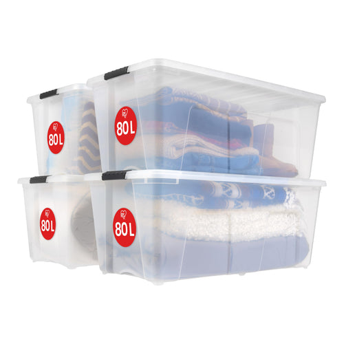 Iris Ohyama TB-84D Aufbewahrungsboxen - 80L 4er-Set Transparent