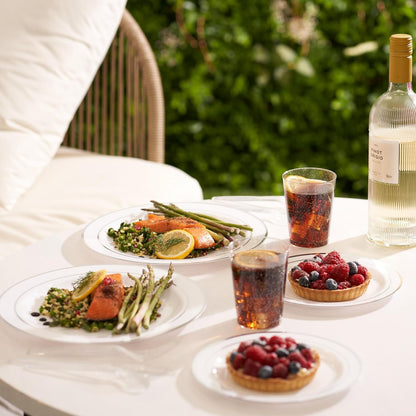 MATANA Plastikteller 120 Stk. – Weiss Silberrand, 2 Grössen