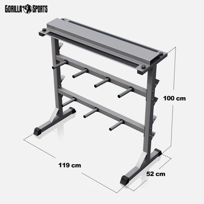 GORILLA SPORTS® Hantelablage Hantelscheibenständer - 3 Ebenen
