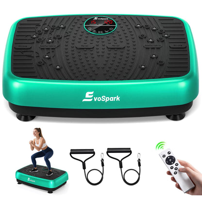 EvoSpark Vibrationsplatte JTF017D-D mit Doppelmotor, Grün – Akupressur-Fussfläche für Ganzkörpertraining