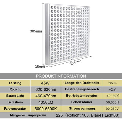 Randaco LED Pflanzenlampe Vollspektrum, 2x45W, 225 LEDs, 4050 lm