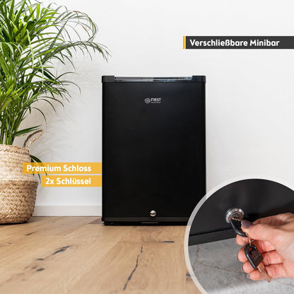 TZS First Austria Mini Kühlschrank 40L – Lautlos, abschliessbar, Mattschwarz