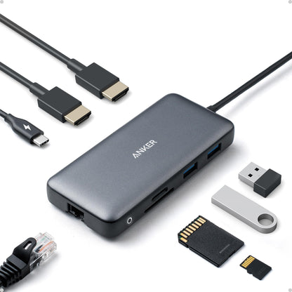 Anker PowerExpand 8-in-1 USB-C Hub mit Dual-HDMI, Ethernet und 85W PD, Adapter für MacBook Pro und Pixelbook
