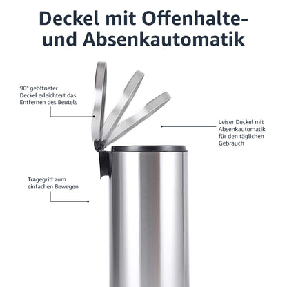 Amazon Basics runder Mülleimer Soft-Close - Edelstahl 30l