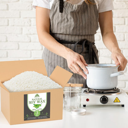 Waxcanpy Sojawachs für Kerzen 3 kg, 100% natürliches Kerzenwachs