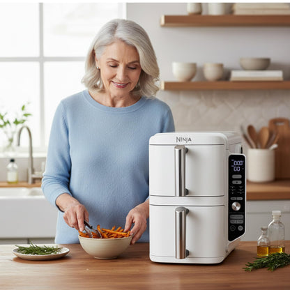 Ninja SL400EUWH Doppel XL Doppel-Heissluftfritteuse – Weiss