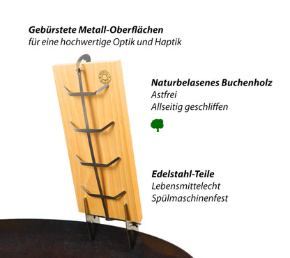 Bargen Flammlachsbretter mit Edelstahl-Halterung, 32 x 15 cm, 2er Set