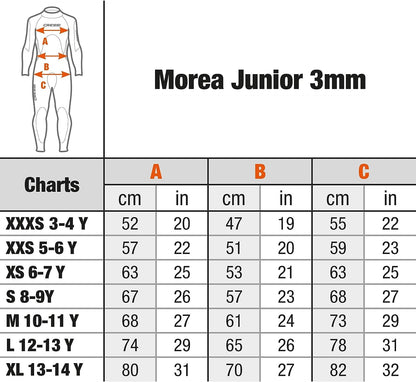 Cressi Morea Jr Monopiece Kinder Neoprenanzug 3mm - Schwarz/Blau XL