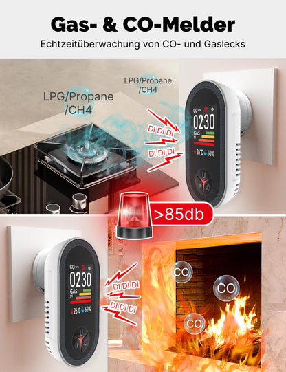 MOES 4-in-1 CO- & Gasmelder mit Stecker – Haus & Wohnmobil