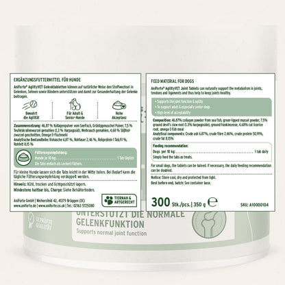 AniForte AgilityVet Gelenktabletten für Hunde, 300 Stück, getreidefrei