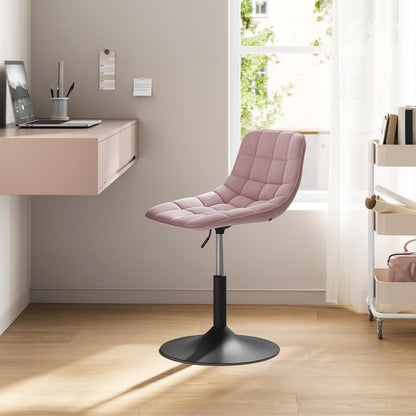 WOLTU Schminktisch Hocker mit Rückenlehne, höhenverstellbar, Samt Rosa