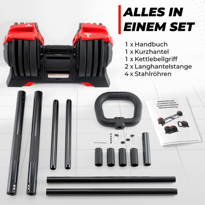 SPORTSCHMIEDE Hantelset verstellbar 3-24 kg, 3-in-1 Kurzhantel