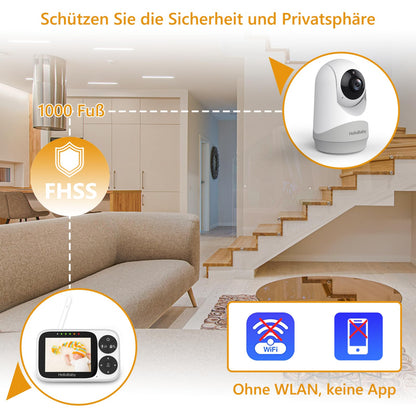 HelloBaby HB6233 Babyphone mit Kamera, 3,2-Zoll-Display, Nachtsicht