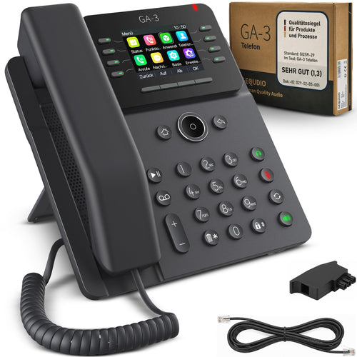 GEQUDIO GA-3 Festnetztelefon schnurgebunden mit Anrufbeantworter, Tischtelefon mit Farbdisplay