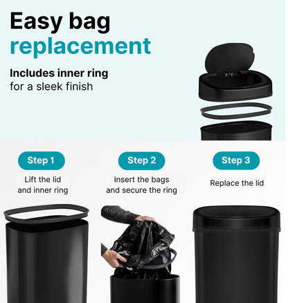 Five Stars® Sensor-Mülleimer 60L Edelstahl Schwarz