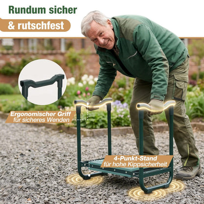 Sekey Kniebank Gartenhocker klappbar mit Werkzeugtaschen, grün