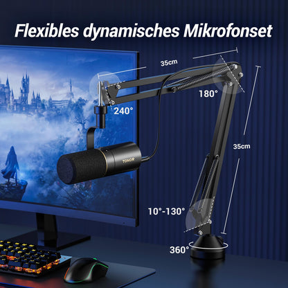 TONOR TD510+ Dynamisches Gaming Mikrofon Set mit Arm