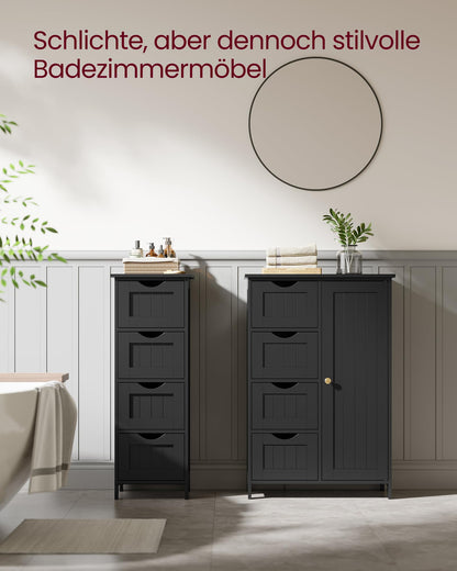 VASAGLE Badezimmerschrank 4 Schubladen – Tintenschwarz LHC040B01