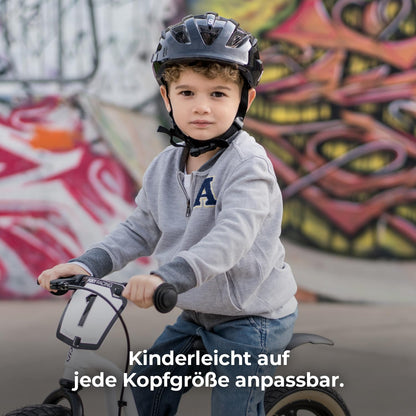PUKY Helmet M Kinderhelm Schwarz, 54-58 cm, mit Licht-Modul