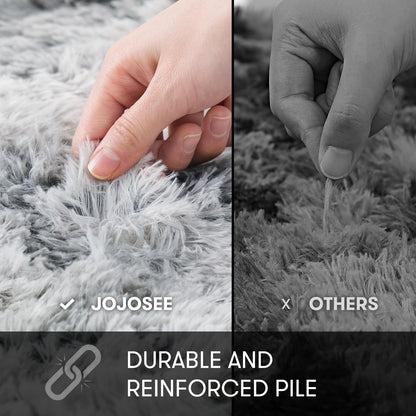 JOJOSEE Hochflor Teppich Wohnzimmer - 200x300 cm Hellgrau