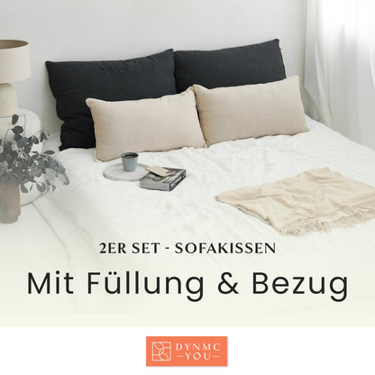 Sofakissen Gross Zierkissen - 40x70 cm Beige OekoTex 2er Set