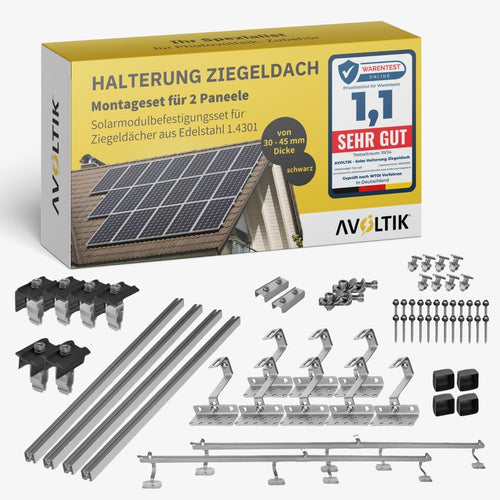 Avoltik Solar Halterung Ziegeldach Montageset - 2 Module (30-45mm)