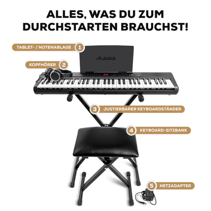 Alesis Melody 61 Digitalpiano – 61 Tasten Anfänger-Komplett-Set