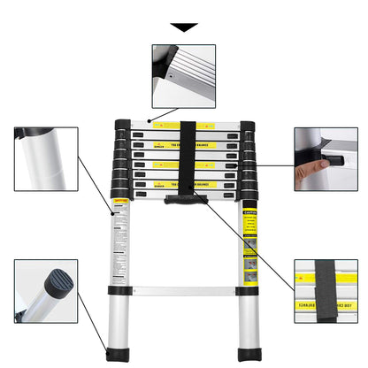 EINFEBEN Teleskopleiter Aluminium Ausziehleiter Tragbar - 3.2M