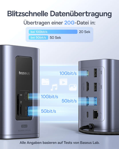 Baseus Nomos Air 12-in-1 Dockingstation USB-C - Dual 4K HDMI