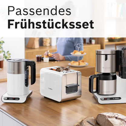 Bosch TWK8611P kabelloser Wasserkocher weiss mit Temperaturwahl