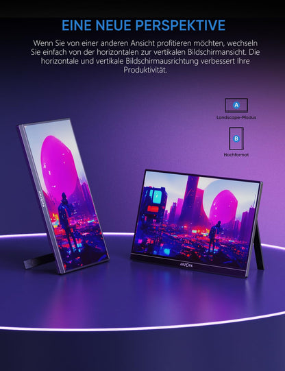 ARZOPA Z1FC Tragbarer Gaming Monitor - 16.1" 144Hz FHD HDR
