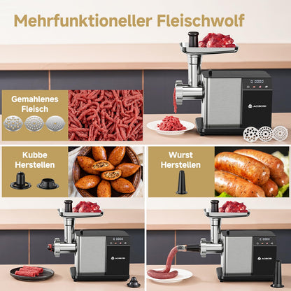 AAOBOSI Fleischwolf elektrisch 3000 W mit LED-Display, MG102A