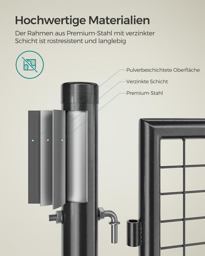 SONGMICS Gartentor Doppeltor aus Stahl, abschliessbar, 106 x 100 cm