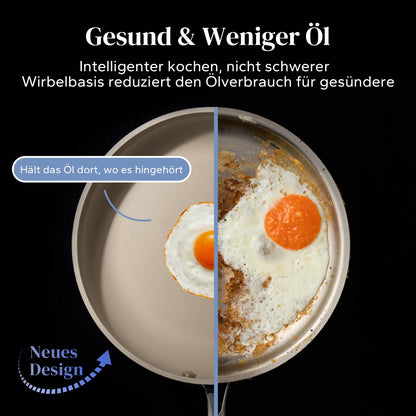 Redchef Bratpfanne 28cm Keramik Antihaft mit Deckel – Beige