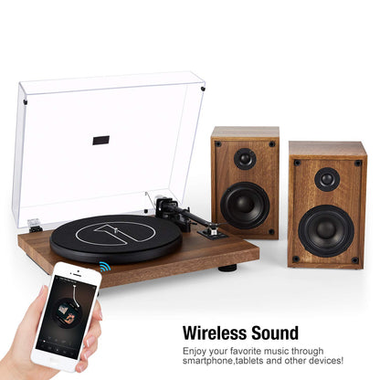 1 by ONE HiFi Bluetooth Plattenspieler – Inkl. 2 Lautsprecher